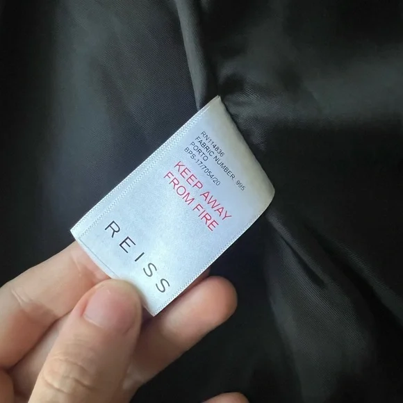 Reiss vintage elegant black leather coat with button front size XSmall - Picture 4 of 14